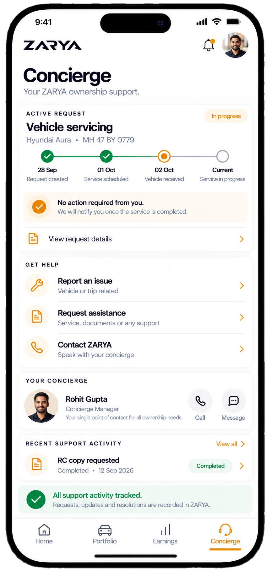 ZARYA Owner App — Concierge