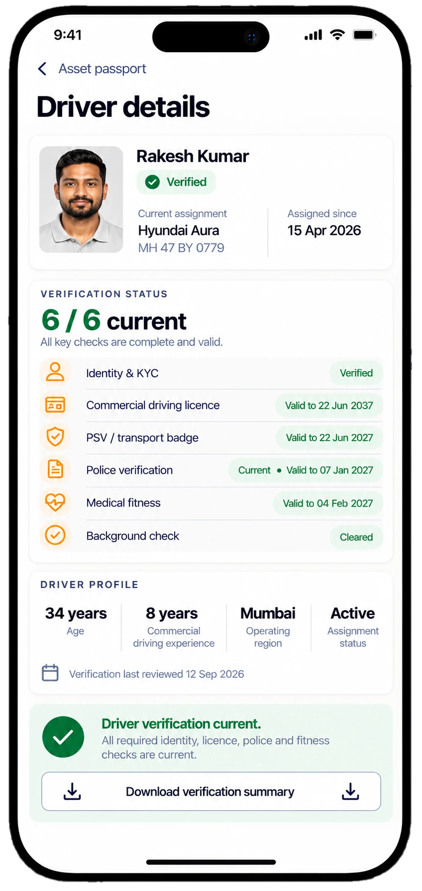 ZARYA Owner App — Driver Details